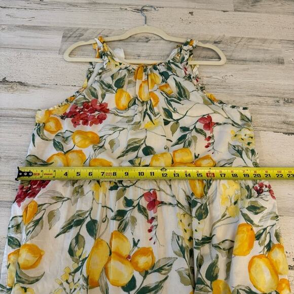 🍁 Julia Jordan Lemon Print Cotton Summer Sundress Mini Dress Lined Ivory Multi - Picture 11 of 14